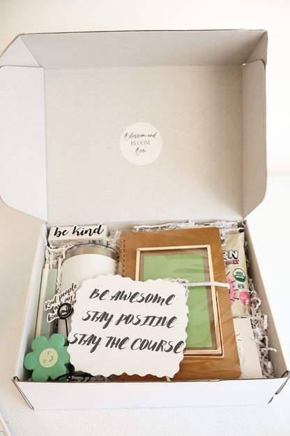 Be Awesome, Stay Positive & Stay The Course Box (College Care, Encouragement Gift)